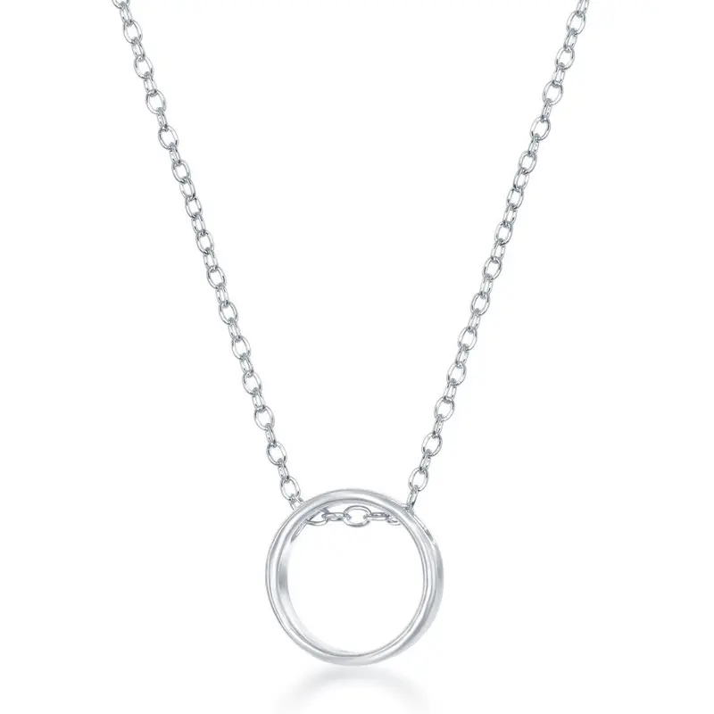 Sterling Silver Center Open Circle Necklace