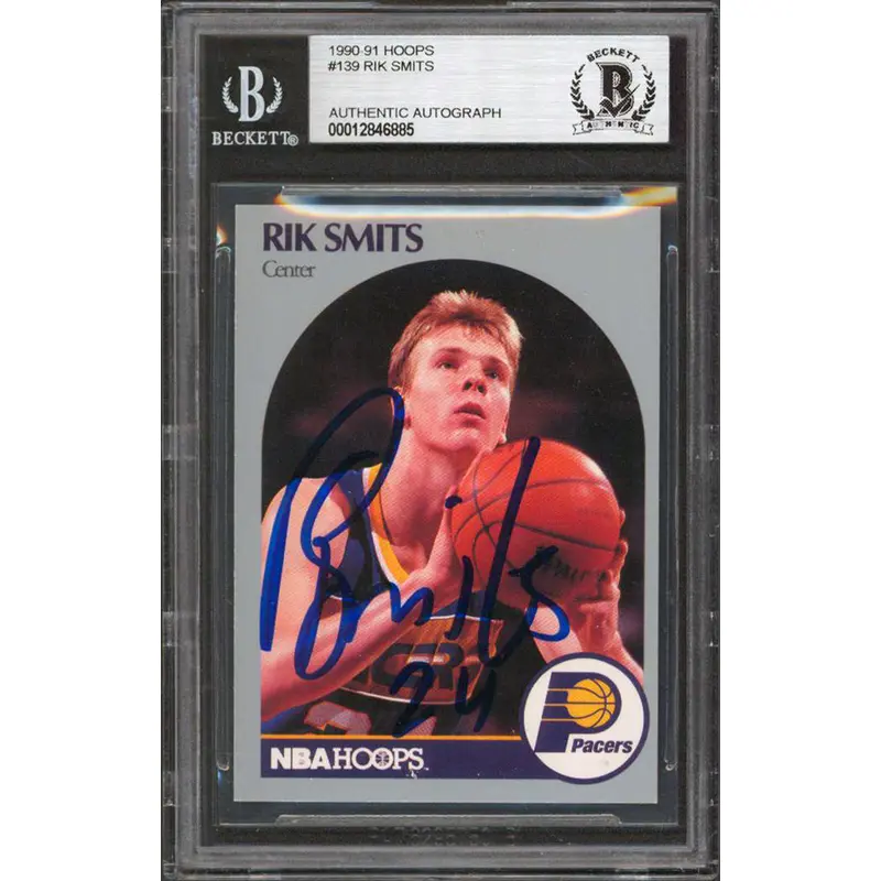 Pacers Rik Smits Authentic Signed 1990 Hoops #139 Card Autographed BAS Slabbed
