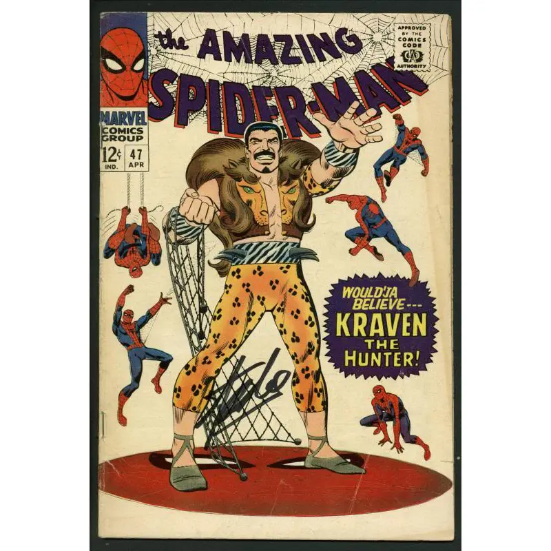 Stan Lee Signed Amazing Spider-Man #47 Comic Book Kraven The Hunter PSA #W18614