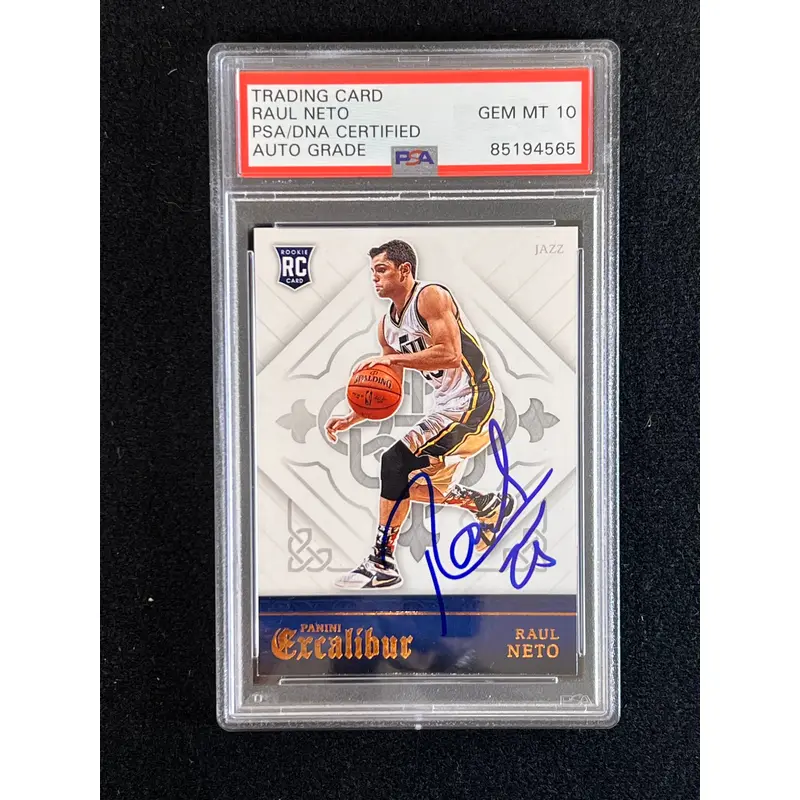 2015-16 Panini Excalibur #161 Raul Neto Signed Card AUTO 10 PSA/DNA Slabbed RC Jazz