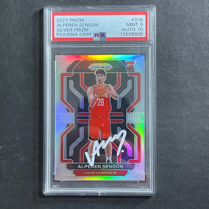 2021-22 Panini Silver Prizm #318 Alperen Sengun Auto 10 Card 9 PSA Slabbed RC Rockets