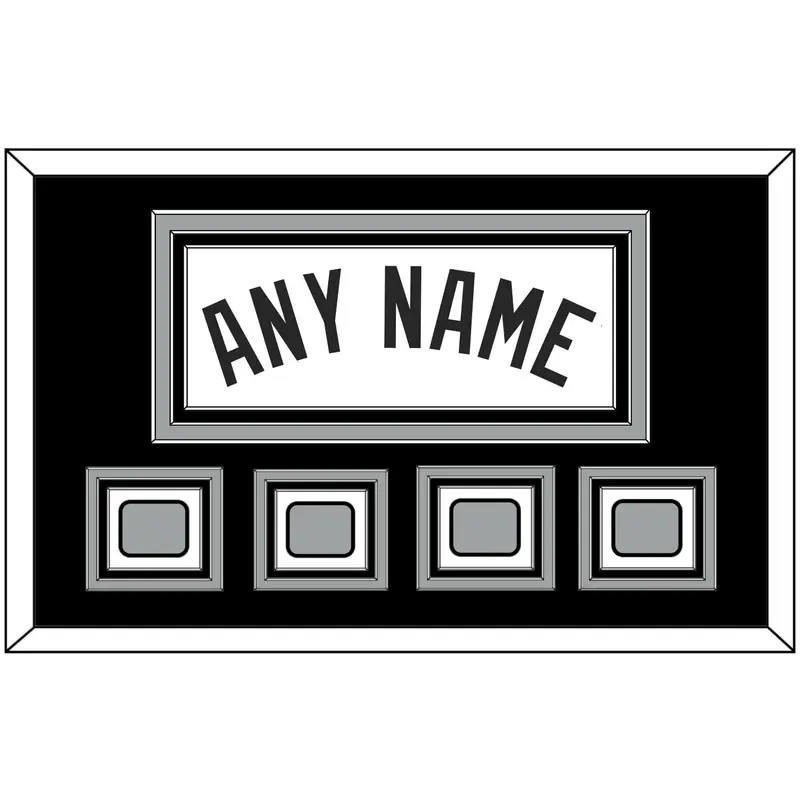 San Antonio Name With 4 Champions Banner Patches - Home White (2002-2017) - Triple Mat 2