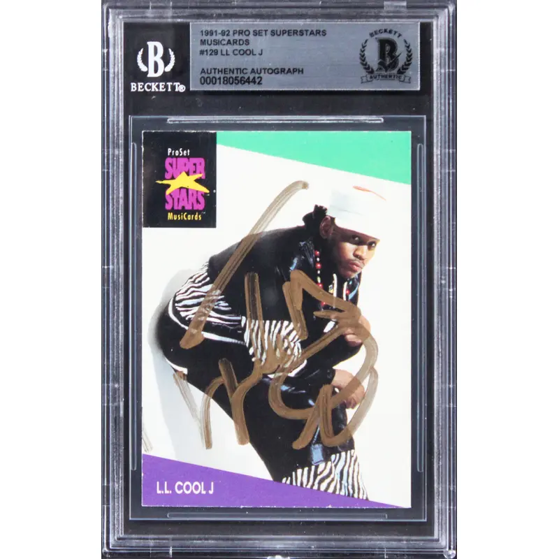 LL Cool J Signed 1991 Pro Set Superstars Musicards #129 Card BAS Slabbed