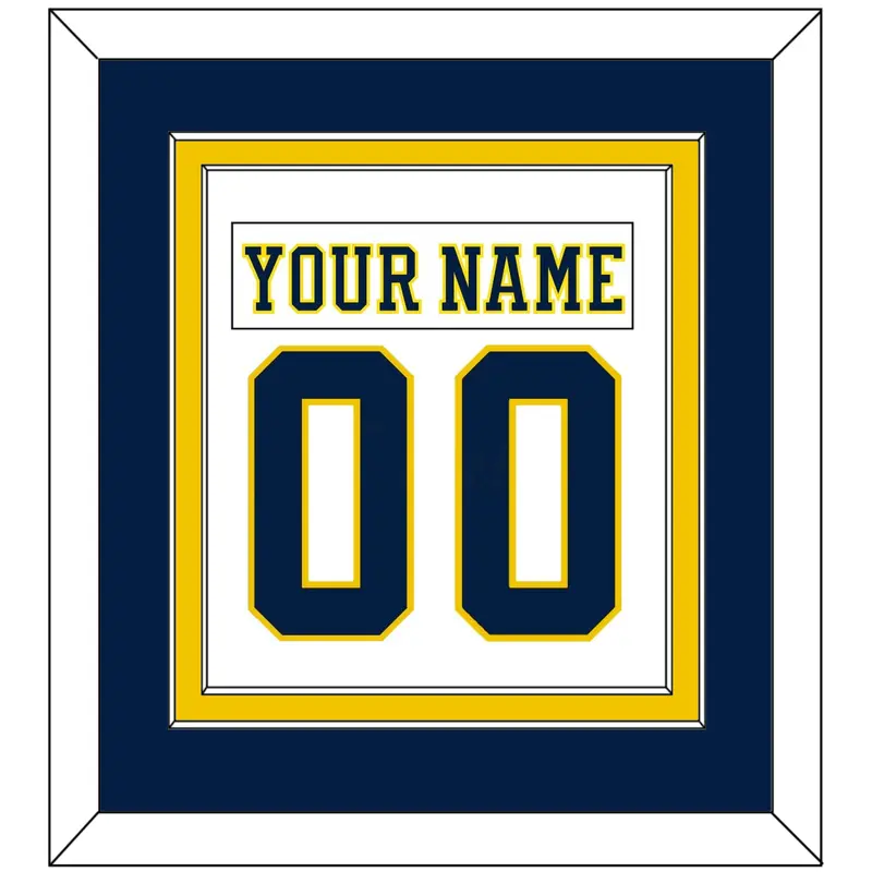 Michigan Hockey Nameplate & Number (Back) Combined - Home White (2019-2020) - Double Mat 3
