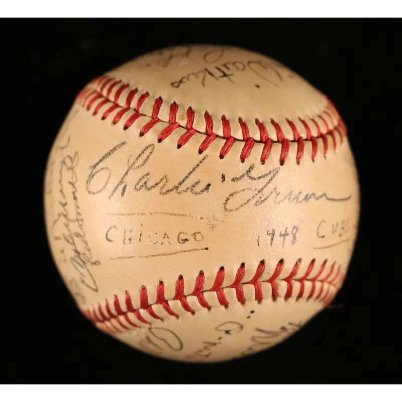 1948 Chicago Cubs Team Signed National League Ford Frick Baseball JSA COA