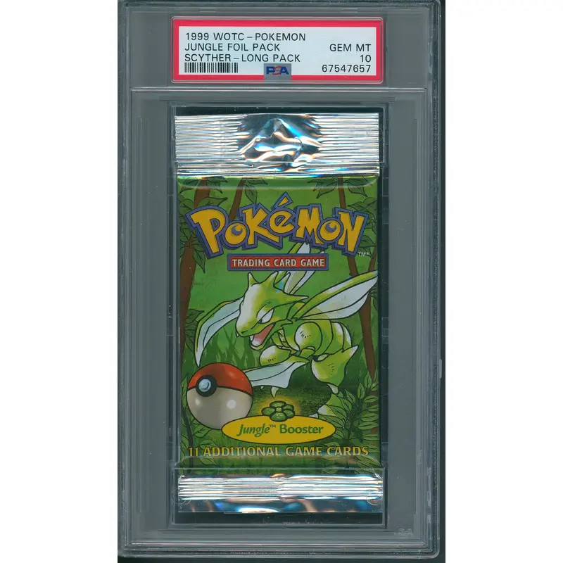 1999 WOTC Pokemon Jungle Unopened Foil Long Pack Scyther PSA 10 *7657
