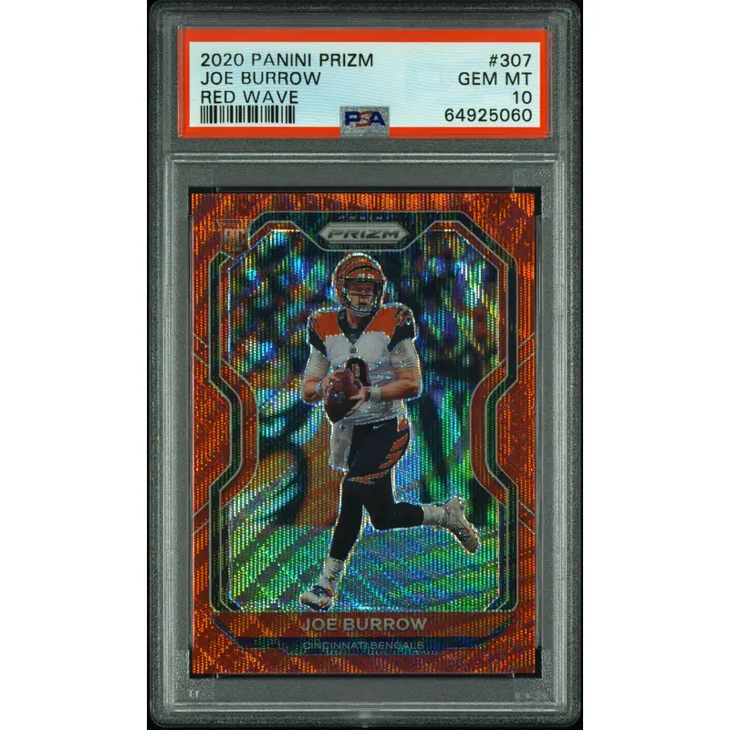 Joe Burrow 2020 Panini Prizm #307 Red Wave Rookie #88/149 PSA 10 Gem Mint
