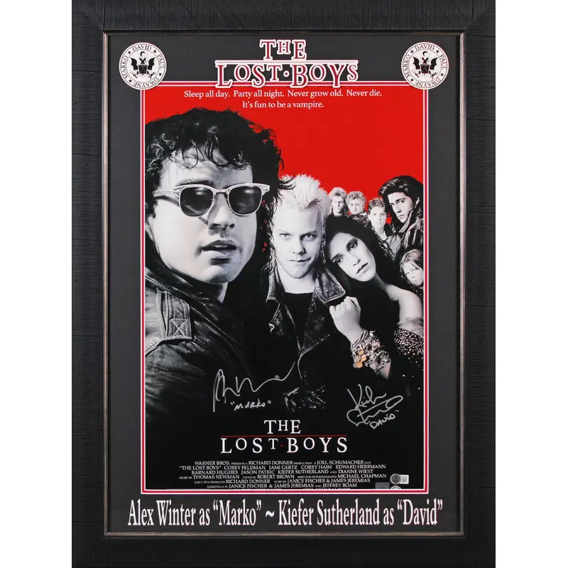 Kiefer Sutherland & Alex Winters The Lost Boys Signed Framed 16x24 Photo BAS