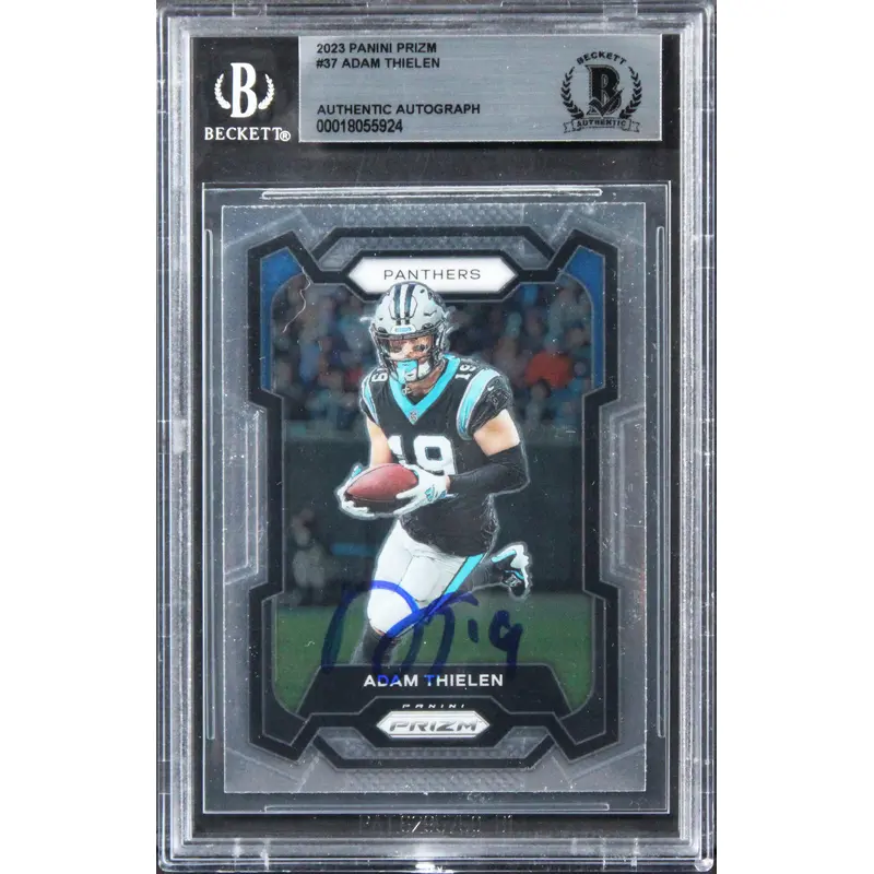 Panthers Adam Thielen Authentic Signed 2023 Panini Prizm #37 Card BAS Slabbed