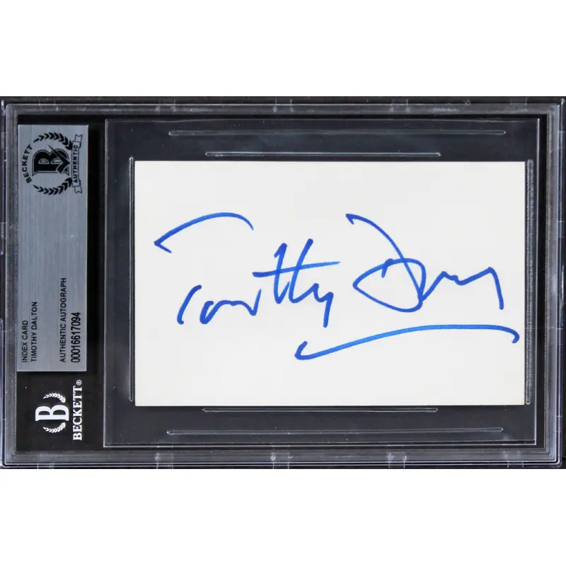 Timothy Dalton James Bond 007 Authentic Signed 3x5 Index Card BAS Slabbed 3