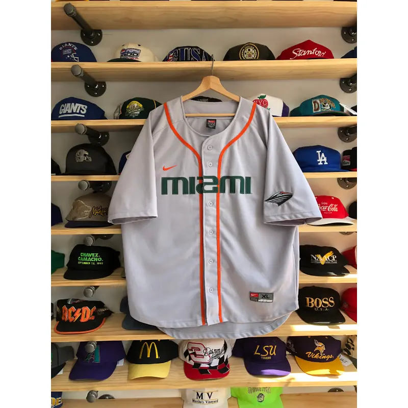 Vintage Nike University Of Miami Hurricanes Baseball Jersey Size XL