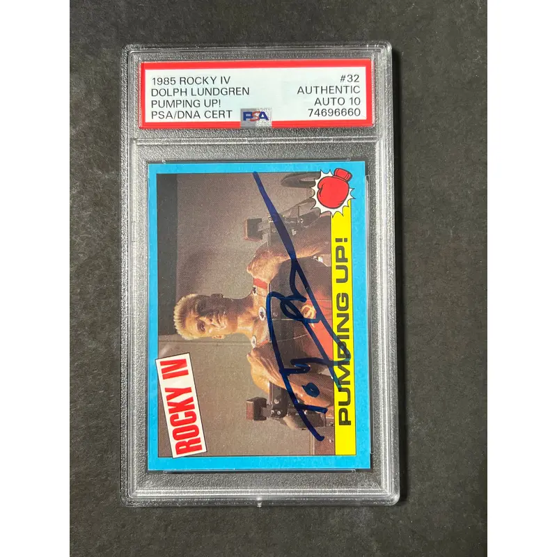1985 Topps Rocky IV #32 Signed Card Dolph Lundgren PSA Auto 10 Ivan Drago