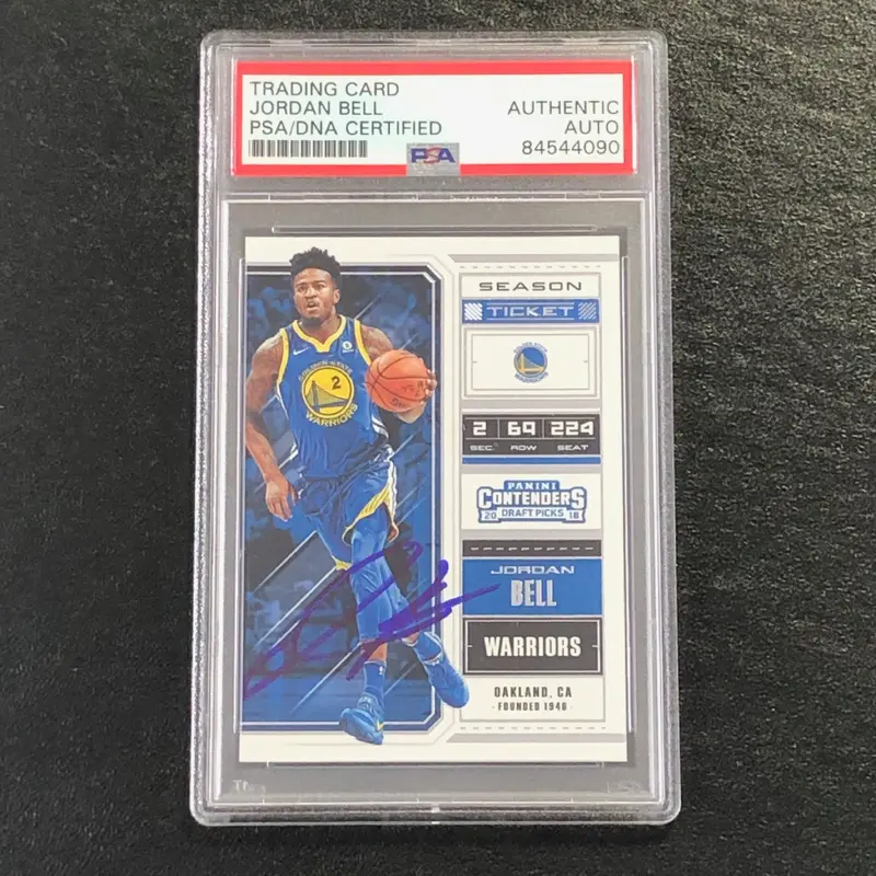 2018-19 Contenders Draft Picks #28 Jordan Bell Signed Card AUTO PSA Slabbed Warriors
