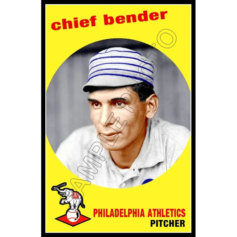 Chief Bender Poster 11X17 - Philadelphia Athletics A's 1959 Topps Style - 121