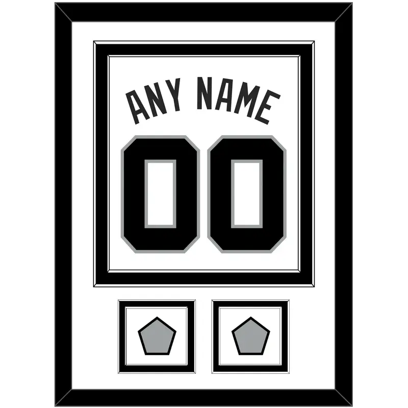 San Antonio Name & Numbers With 2 Finals Patches - Home White (1989-2002) - Double Mat 2